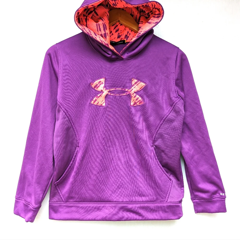 UNDER ARMOUR youth purple and pink pull-over hoodie sweatshirt